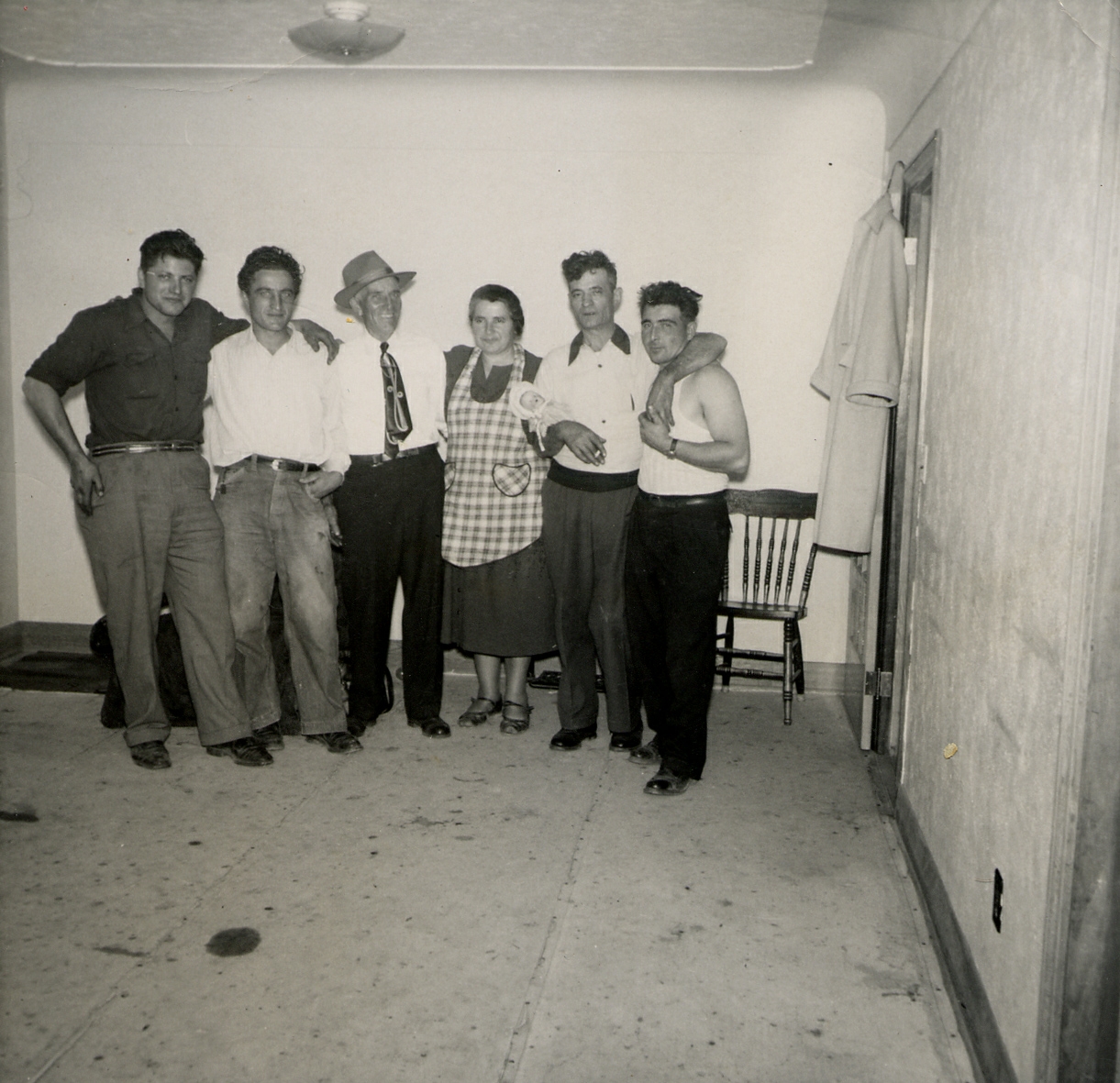 Early 1950s. Angelo Cambruzzi, Gio Domenegato, Vicelli (from Detroit), Ma, Vicelli (his son) and Dozio.