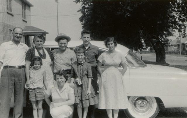 1957, Niagra Falls. Pa, Ma, Julio Vicellio, Warren, Theresa, Dianna, Angelina and Pam.